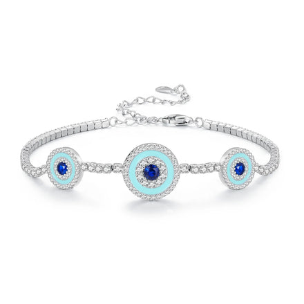 925 Sterling Silver Turkey Lucky Evil Eye Tennis Bracelets for Women Layers Shiny Zircons Wrist Links Party Jewelry Gift BSB110