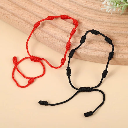 7 Knots Red Cord String Adjustable Catholic Rosary Kabbalah Amulet Protection Religious Gift Bracelet