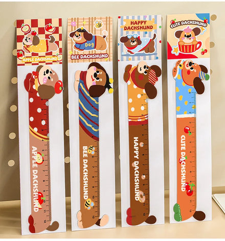 School Stationery Kids Cartoon Cute Kawaii Dog 12cm Magnetic Soft Student Ruler