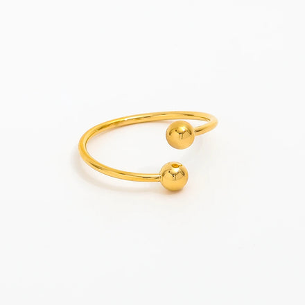 Fenny 18K Gold Plated Wholesale Jewelry Tarnish Free Mini Simple Stainless Steel Bead Adjustable Finger Ring for Women