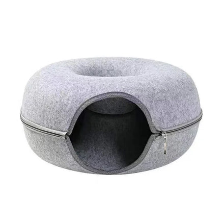 Felt Tunnel Cat Nest Removable Cat Nest Round Donut Felt Pet Nest Semi-Closed Washable Tunnel