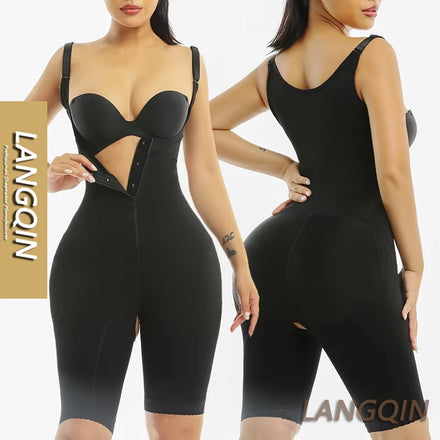 Women's Plus Size Slim Breathable Spandex Bodysuit with Tummy Control Butt Lifter XL Waist Trainer Hooks Lace Shapewear
