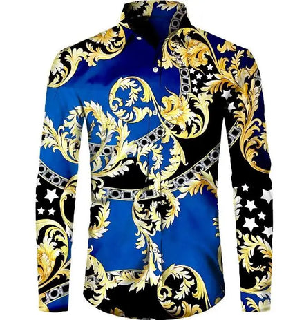 Custom Sublimation Print Shirt Men'S Long Sleeve High Quality Party Printed Shirt for Spring Autumn