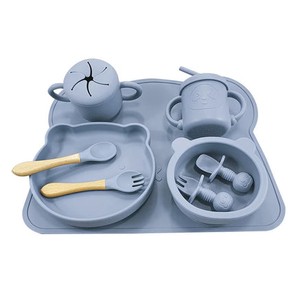 Printed Design Complete Children Starter Dinner Bowl Fork Waterproof Eco Friendly Non-Toxic Soft Dinnerware Wholesale Supplies