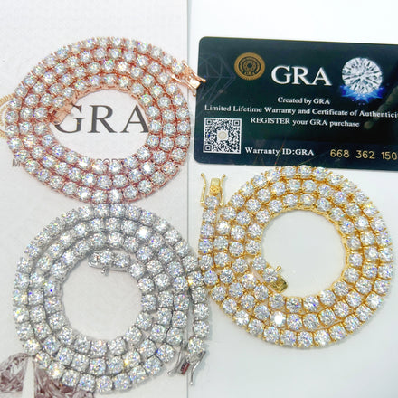 Hot Sale Product VVS Moissanite Chains Necklace 925 Sterling Silver Tennis Chain
