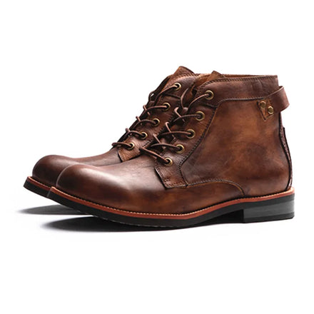2026 New Plus Size 37-48 Fashionable Side Zipper Lace up Big Head Workwear Motorcycle Boots