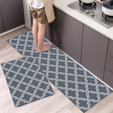 Custom Logo Non slip Water Absorbent Runner Rug Eco Friendly Anti Fatigue 2 Pc Long Kitchen Mat Set