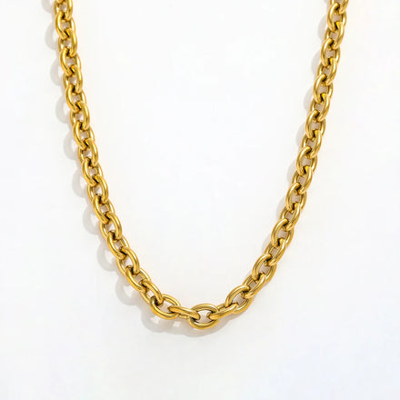 Fenny Wholesale 18K PVD Plated Waterproof Permanent Minimalist Basic Stainless Steel Choke Chain Necklace for Women