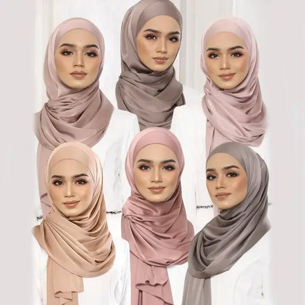 Custom Elegant Fashion 30 Colours Solid Polyester Matt Satin Silk Scarf for Women Wedding Party Shawls Wraps Satin Hijab