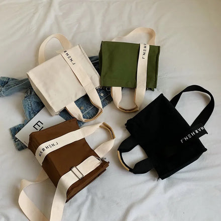 Tote Bag New Arrive Small Woman Cotton Canvas Shopping Tote Messenger Bag With Custom Printed Logo