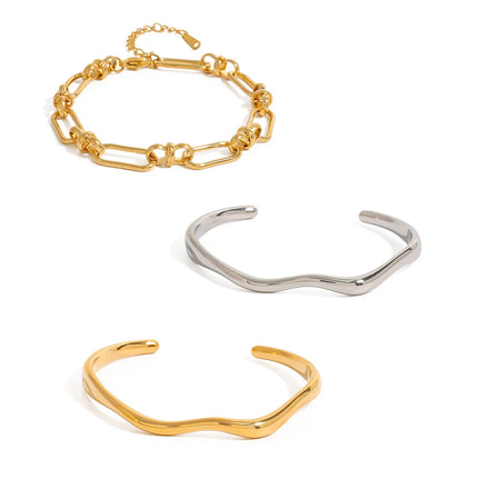 New Chic High Polished Gold Brand Designer Bracelets Waterproof Jewelry Stainless Steel Eternity Wide Band Cuff Bangle Bracelet
