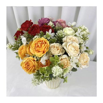 Custom High Quality Modern Style Cheap Price Wedding Artificial Flower 7 Diamond Rose Bouquets