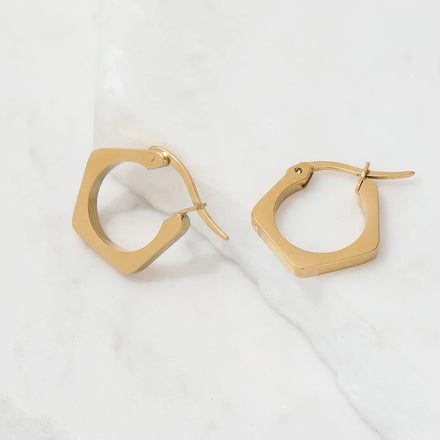 Fenny 18K PVD Plated Vintage Geometric Hexagon Hoop Earring Best Seller Wholesale Stainless Steel Ladies Jewelry