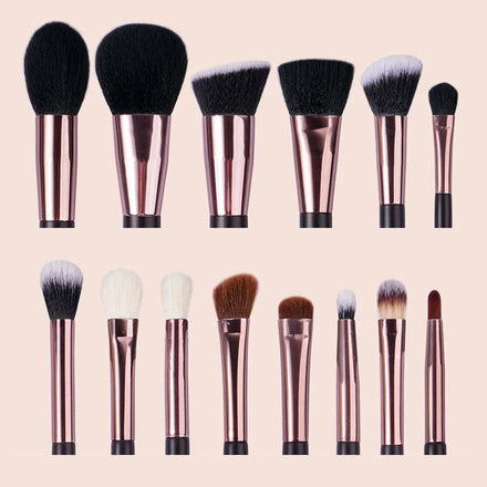 Professional 14-Piece Makeup Brush Set with Wood Handle and Soft Synthetic Hair for Face Use-Private Label Beauty Tools