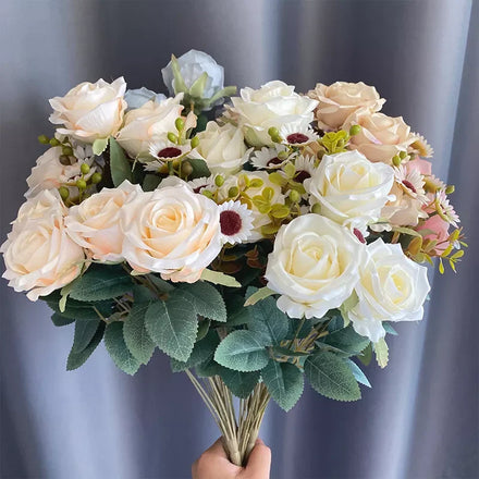 Factory Direct Supply Cheap Price Silk 11 Head Xiangfei Rose Artificial Flower