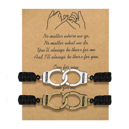 Valentine's Day Gift Handcuff Charm Bracelet Silver Gold Black Handcuffs Macrame Couple Bracelets for Lover