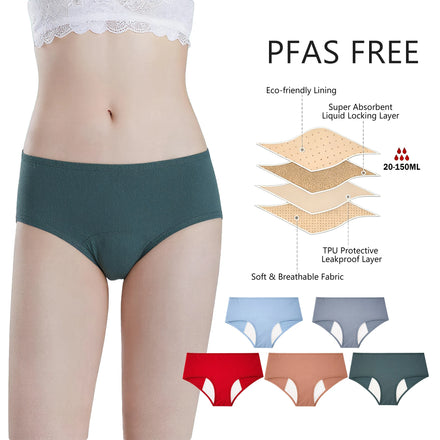 Shanhao OEM Reusable Organic Cotton Period Panties Plus Size Period Underwear PFAS-free Menstrual Panties for Women