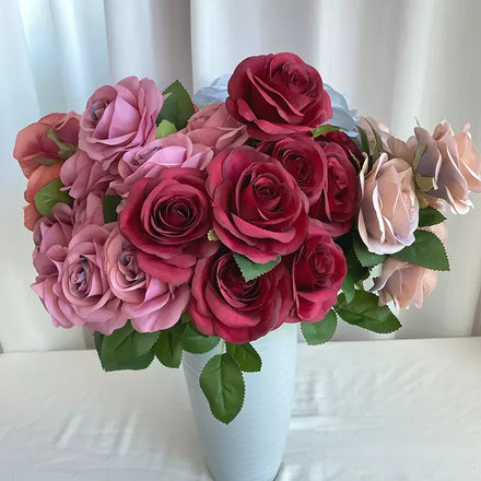 9 Head Dutch Bundle Rose Flower Wedding Dekoration Artifical Flowers