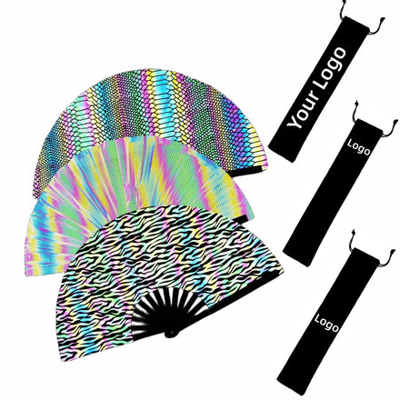 33 cm Custom Hand Fan Holder Pride Rave Accessories Flash Reflective Fan Holster for Party