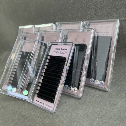 In Stock Fluffy Dark Matte Black Cashmere Lash Extension Trays Handmade 0.03 0.05 Eyelashes Volume Custom Private Label