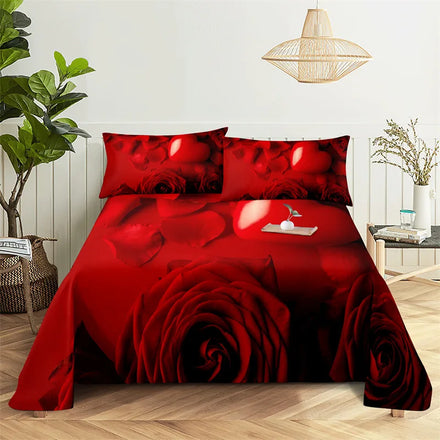 Wholesale 3D Printed Polyester Luxury Modern Rose Duvet Bed Cover Sheet 3 Pcs Bedding Sets