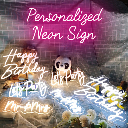 Wholesale Led Logo Light Happy Birthday Neon Sign Custom Made Wedding NO MOQ Dropshipping Neon Sign for Bedroom Party Home Decor