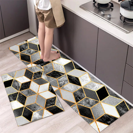 Factory Sale Polyester Crystal Velvet Non slip Water Absorbent Runner Rug Kitchen Floor Mat for Sale
