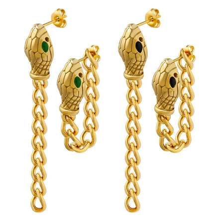 Hip Hop Snake Head Earring Chain Popular Stainless Steel Earring Girl