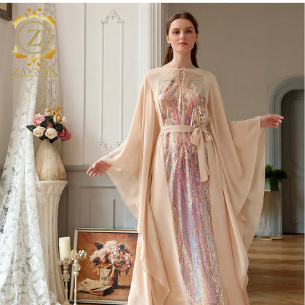 Zaynab Muslim Chiffon Wedding Dress Magic butterfly Sleeve Arabian Eastern Dress Muslim Women Dress Abaya