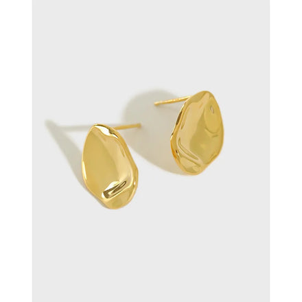 925 Sterling Silver Glossy Stud Earrings Irregular Luxury 18K Gold Earrings Geometric Vintage Earrings Women Wholesale