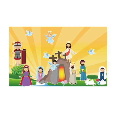 2023 Easter Education Decorative Stickers Large Paper Background for Teaching Easter Festival Jesus Rises Holiday Decoration