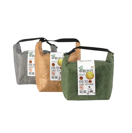 Custom Print Leakproof Waterproof Soft Washable Kraft Paper Thermo Bags Cooler Bag Insulated Dupont Tyvek Paper Lunch Bag