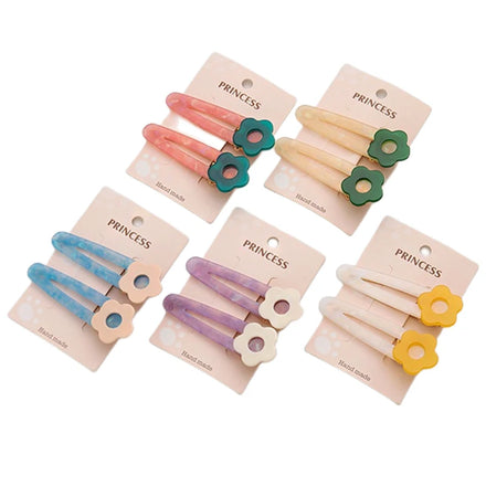 2pcs Set of 7.5CM Fashion Glitter Acetate Duck Beak Hairpins Girl's Style Hair Accessories with Duck Beak Hair Clip