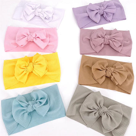 Wasai Double Layer Knot Head Wrap Baby Girl Headbands Bows Large Bow Kids Stripe Fabric Baby Turban 12 Colors European American