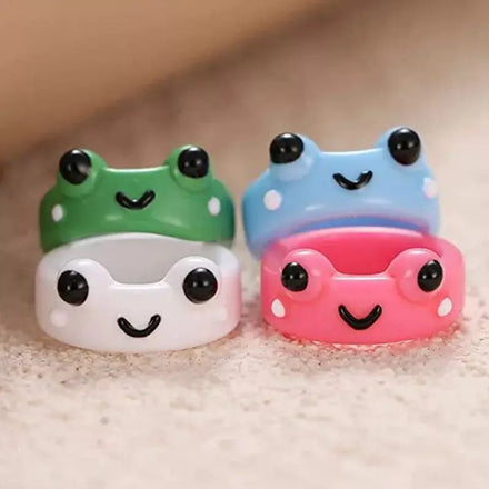 Cute Smile Frog Rings for Kids Girls Funny Cartoon Animal Rings Aesthetic Jewelry Creative Friendship Ring Party Travel Gifts