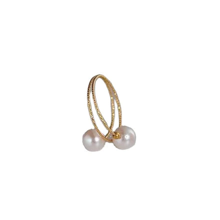Certified 18K Dold Pearl Elastic Ring Au750 Color Gold Opening Couple Rings Bracelet Single Double Ring Drainage Female Hipster