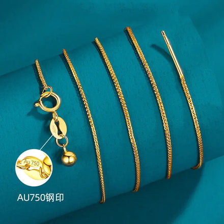 Certified Jewelry 18K Gold Chopin Needle Necklace Au750 Choker Women's DIY Casual Adjustable Ornament Wholesale