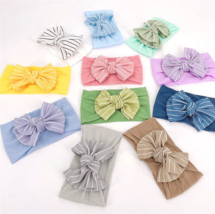 Wholesale Colorful Elastic Stretchy Nylon Bow Hairband Children's Solid Color Butterfly Bow Nylon Headband