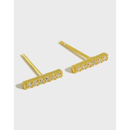 925 Sterling Silver Fashion Geometric Stud Earrings Square Stick Zircon Earrings 18K Gold Plated Earrings Women Luxury