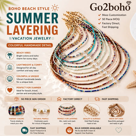 Go2hobo Wholesale Miyuki Seed Bead Pearl Choker Necklace Handmade Boho Jewelry Custom Private Label Supplier Ready to Ship