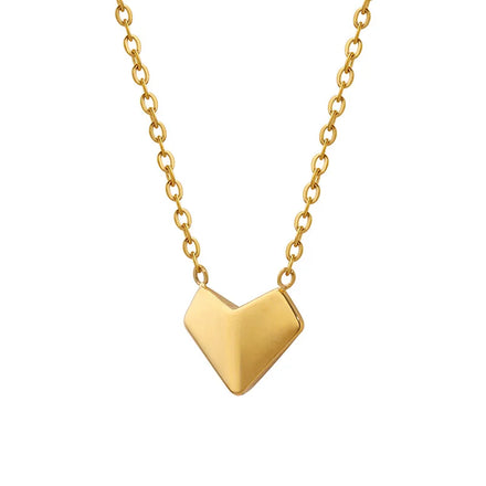 Trendy Romantic 18K Gold-Plated Stainless Steel Heart-Shaped Necklace for Women Featuring Pearl As Main Stone for Anniversaries