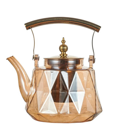 Tea Steaming Tea Teapot Diamond Texture High Borosilicate Glass Copper Handle Steel Leaky Beam Lifting Health Pot