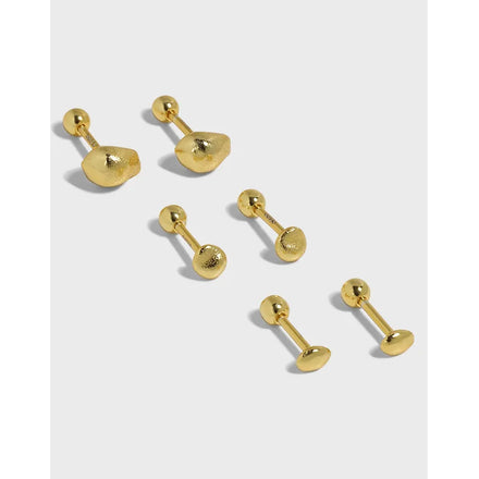 925 Sterling Silver Minimalist Oval Beaded Earrings Simple 18K Gold Earrings Screw Earrings Women Man Wholesale