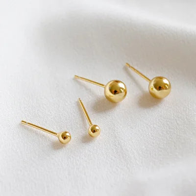 925 Sterling Silver Minimalist Round Small Beaded Earrings Mini 18K Gold Earrings for Girls Fashion Stud Earrings Women Gift