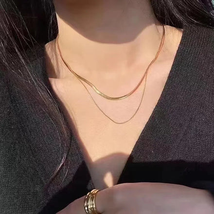 Certified 18K Gold Fine Snake Bones Chain Au750 Color Gold All-Match Adjustable Versatile Choker Shell Gold Wholesale