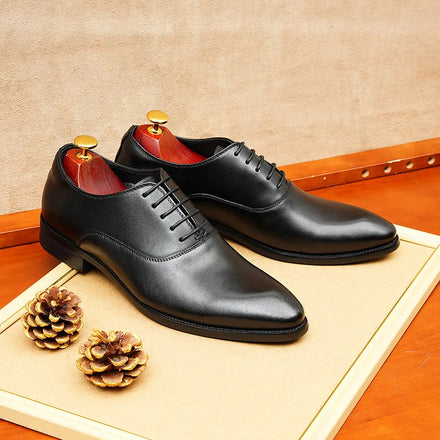New Design Plus Size Men's Breathable Cow Genuine Leather Oxford Shoes Formal Business Office Career Professional Dress Shoes