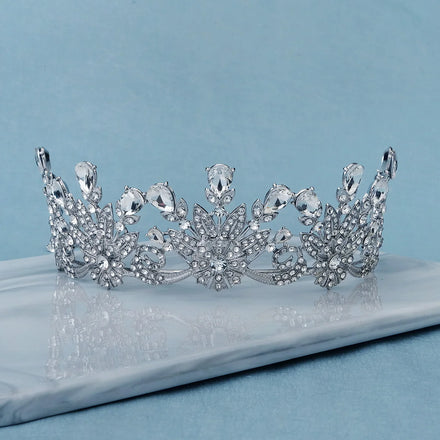 High Quality Wedding Bridal Hair Accessories Rhinestone Crystal Bling Tiaras and Crown Alloy Leave Designer Bride Headdress