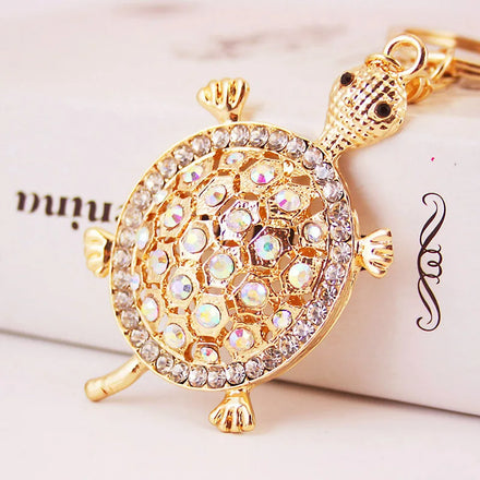 Wholesale Diamond Turtle Key Chain Metal Turtle Cute Sparkling Turtle Keychain for Bag Pendant