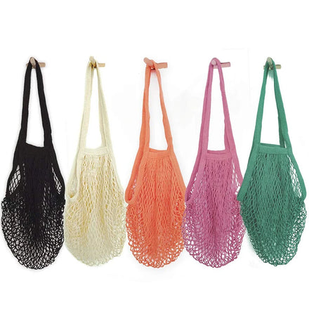 Organic Cotton Net Crochet Totes Bags Reusable Cotton Mesh Farmers Market Bags With Handle