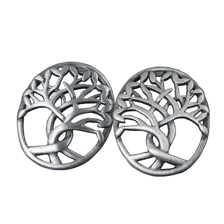 S925 Sterling Silver Vintage Matte Earrings for Women Fashion Tree of Life with Hollow Pattern Stud Earrings Jewelry Gift